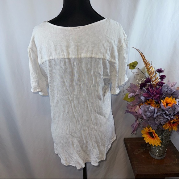 Como Vintage Ivory Embroidered Peasant Blouse Tie Neck Boho XL - Picture 3 of 8